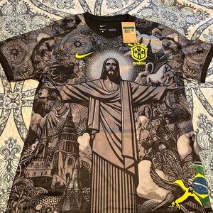 Nike Brazil Graphic Men's Shirt - Black and Yellow